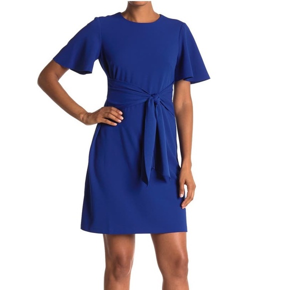 NWT Donna Morgan Flutter Sleeve Waist Tie Dress - Picture 1 of 4